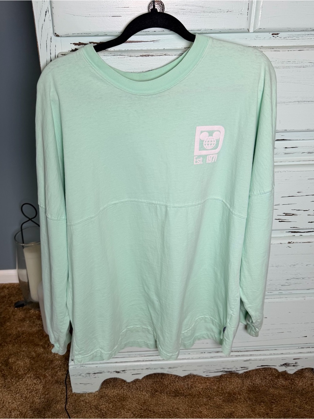 Disney Parks Long-Sleeve Spirit Jersey Long Sleeve in mint green. Size large.